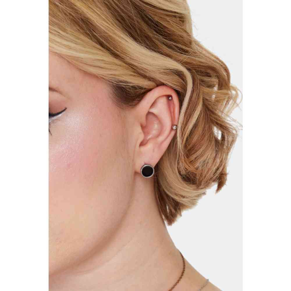 Jawbreaker - Ancient Pattern Black Studs Stud oorbellen - Zilverkleurig